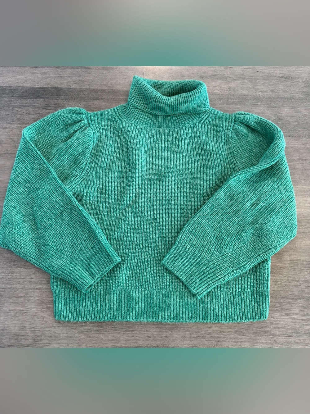 J.Crew Turtleneck Puff-Sleeve Cropped Sweater Size M EUC